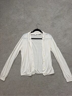 J. Crew Cream Button-Front Lightweight Cardigan